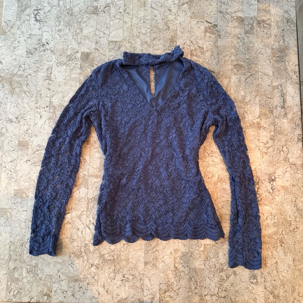 Elegant Blue Lace Top